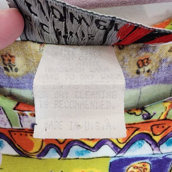 Vintage 90s Farm Cottage Cactus Flower Chicken Dress Maxi XL Purple Green - Picture 4 of 9